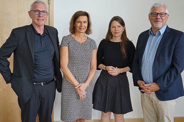 Dr. Matthias Schuster, Prof. Gesine Grande, Marina Kuttig, Uwe Gaul. (Foto: HTWK Leipzig)