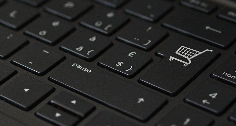 (c) pixabay, Pete Linforth E-Commerce, Computer-Tastatur mit Warenkorb-Icon