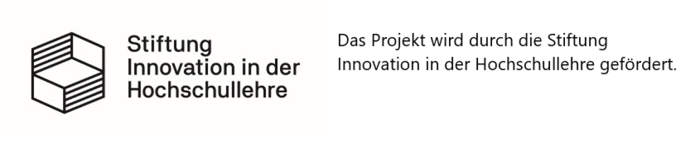 Logo Stiftung Hochschullehre mit Zusatz Logo Stiftung Innovation in der Hochschullehre, Das Projekt wird durch die Stiftung in der Hochschullehre gefördert.